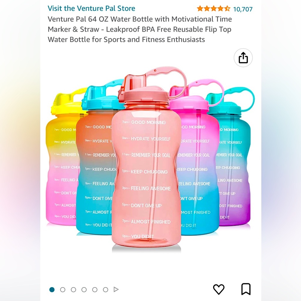 64 oz water bottle with motivational time marker and straw!